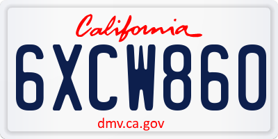 CA license plate 6XCW860