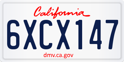 CA license plate 6XCX147