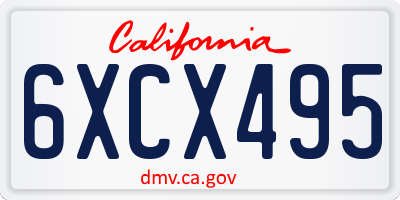 CA license plate 6XCX495