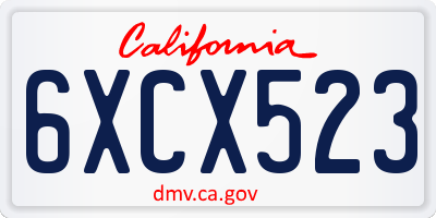 CA license plate 6XCX523