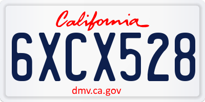 CA license plate 6XCX528