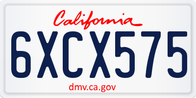 CA license plate 6XCX575