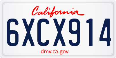 CA license plate 6XCX914