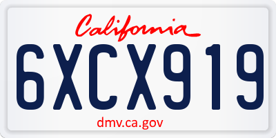 CA license plate 6XCX919