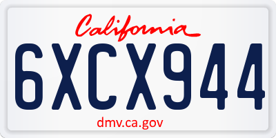 CA license plate 6XCX944