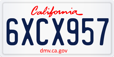 CA license plate 6XCX957