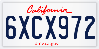 CA license plate 6XCX972