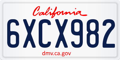 CA license plate 6XCX982