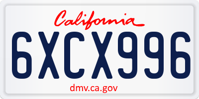 CA license plate 6XCX996