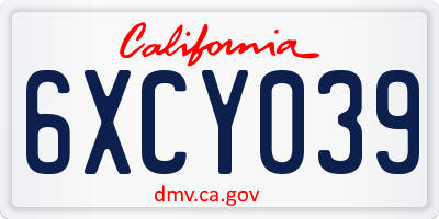 CA license plate 6XCY039