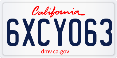 CA license plate 6XCY063