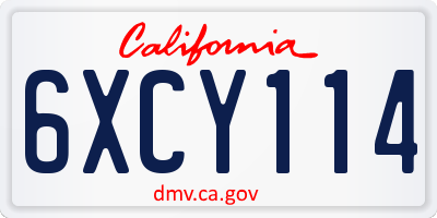 CA license plate 6XCY114