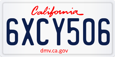 CA license plate 6XCY506