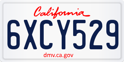 CA license plate 6XCY529