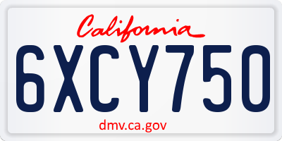 CA license plate 6XCY750