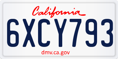 CA license plate 6XCY793