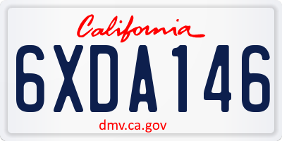 CA license plate 6XDA146