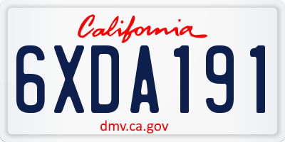 CA license plate 6XDA191