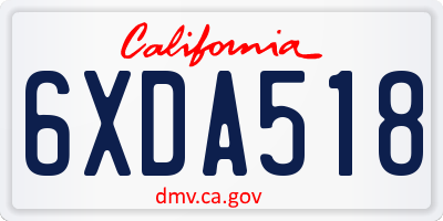CA license plate 6XDA518