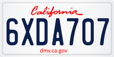CA license plate 6XDA707