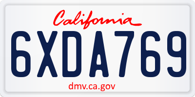 CA license plate 6XDA769