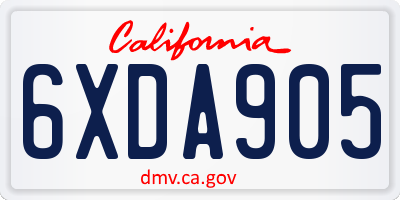 CA license plate 6XDA905