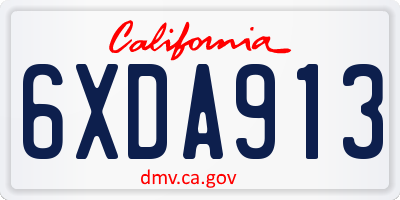 CA license plate 6XDA913