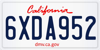 CA license plate 6XDA952