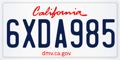 CA license plate 6XDA985