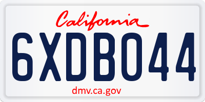 CA license plate 6XDB044