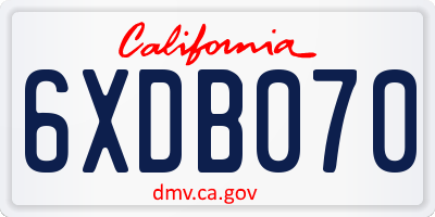 CA license plate 6XDB070