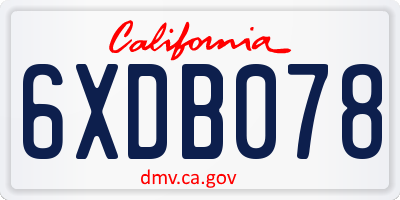 CA license plate 6XDB078