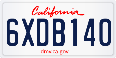 CA license plate 6XDB140
