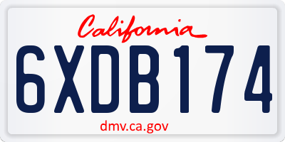 CA license plate 6XDB174
