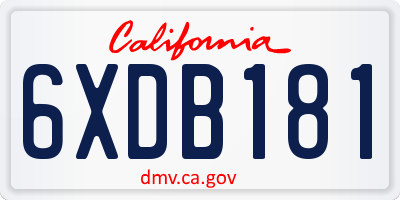 CA license plate 6XDB181