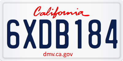 CA license plate 6XDB184