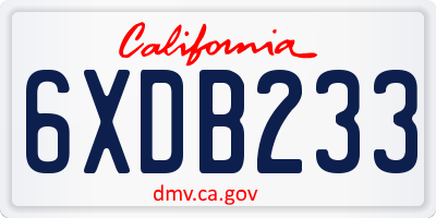 CA license plate 6XDB233