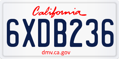 CA license plate 6XDB236