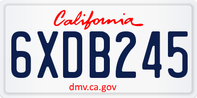 CA license plate 6XDB245