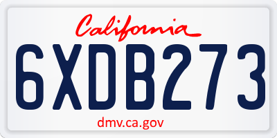 CA license plate 6XDB273