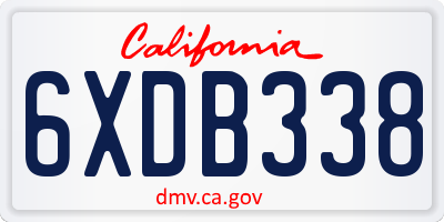CA license plate 6XDB338