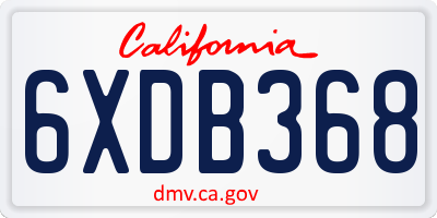 CA license plate 6XDB368