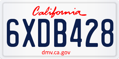 CA license plate 6XDB428
