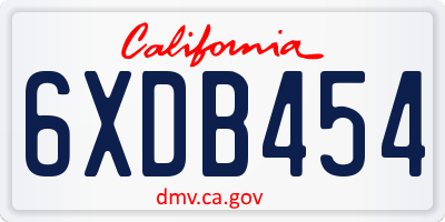 CA license plate 6XDB454