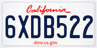 CA license plate 6XDB522