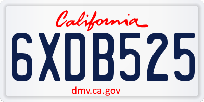 CA license plate 6XDB525