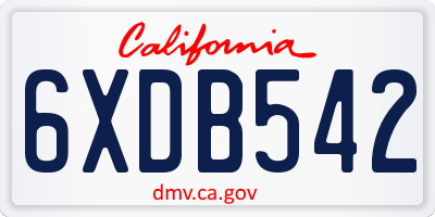 CA license plate 6XDB542