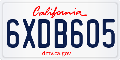 CA license plate 6XDB605