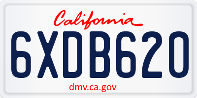 CA license plate 6XDB620
