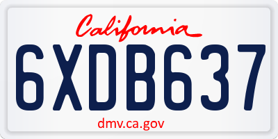 CA license plate 6XDB637